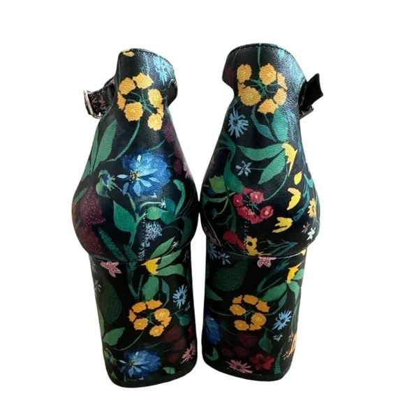 Alice + Olivia by Stacey Bendet Whitney Black Floral Heels Shoes Size 8US 38EU - Picture 5 of 10